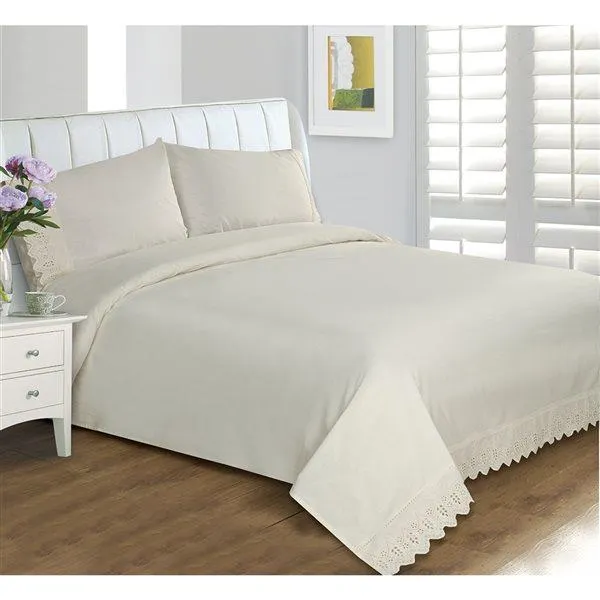 Ensemble de housse de couette Homefabrics crème pour très grand lit, 3 mcx
