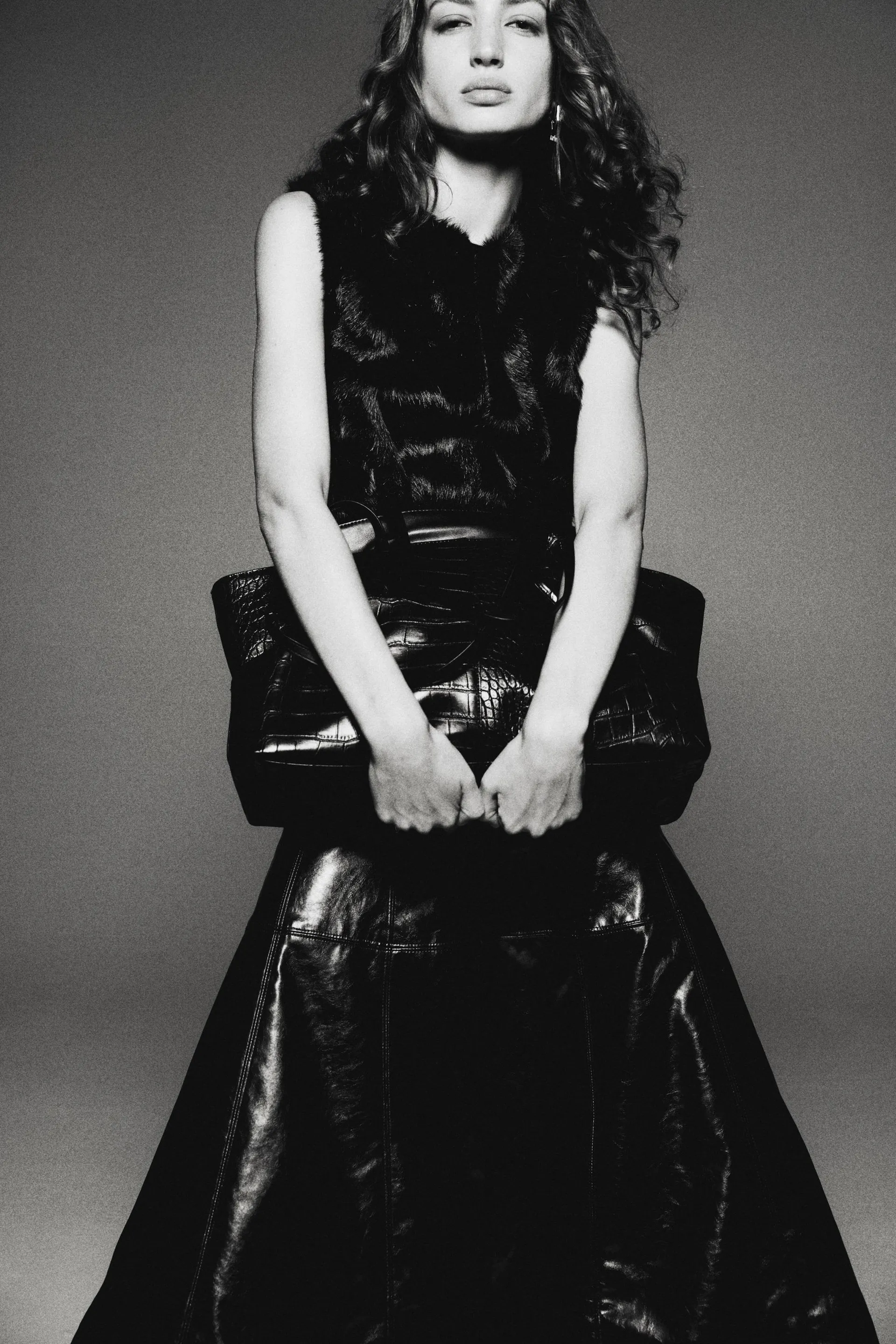 Jupe corolle en tissu enduit