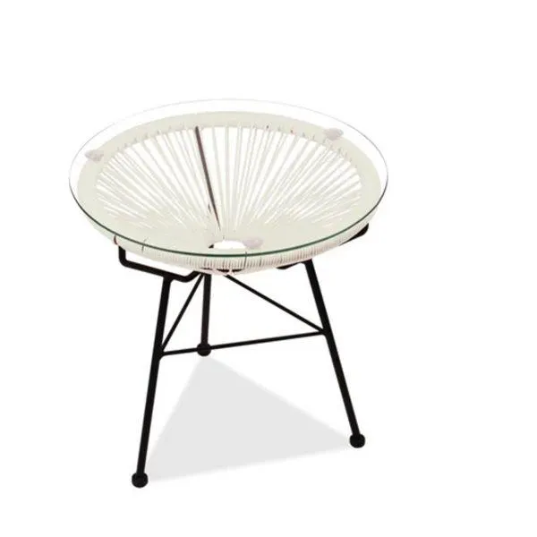 Table d'appoint Acapulco de Take me Home avec plateau en verre, blanc