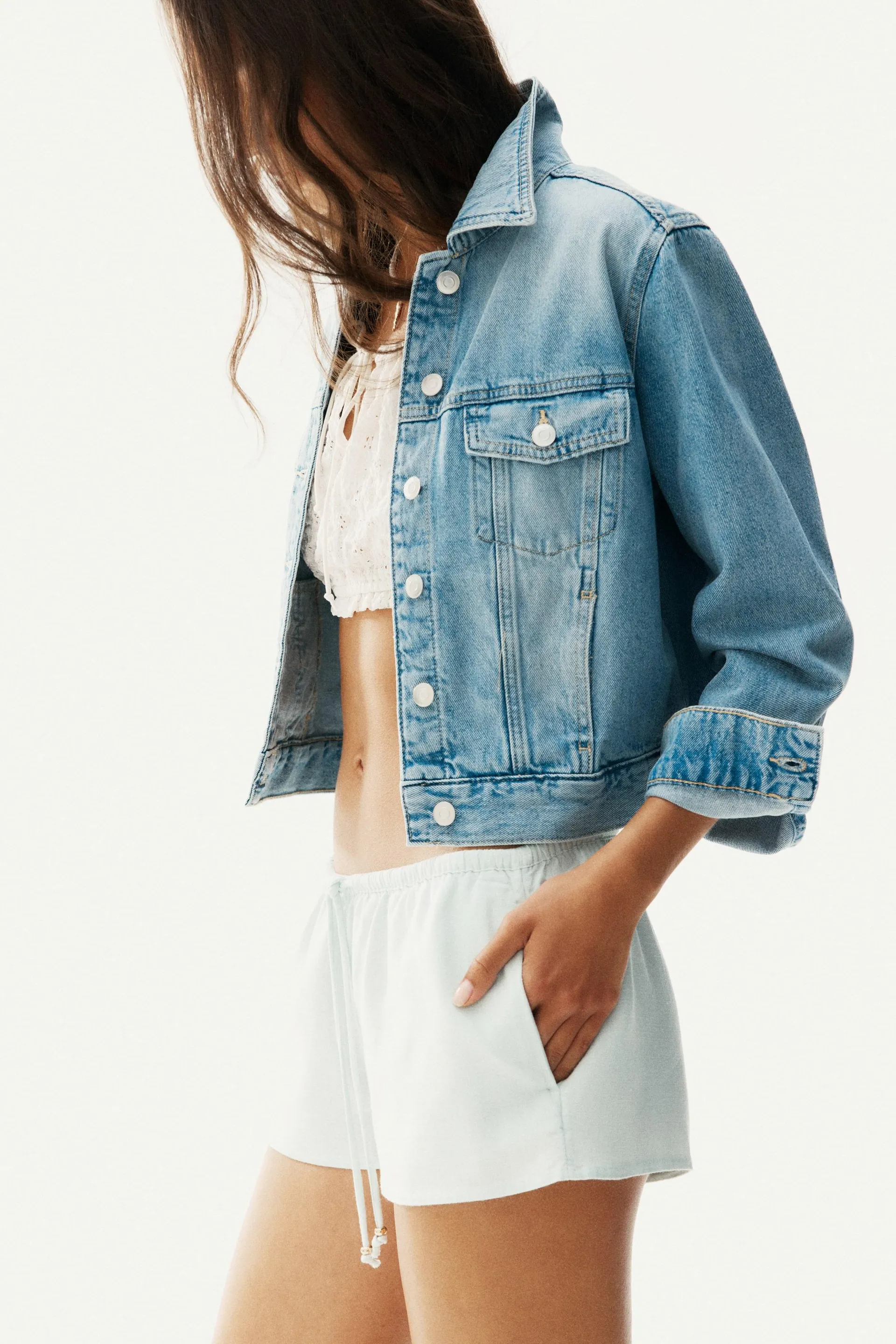 Short en lin mélangé avec cordon de serrage