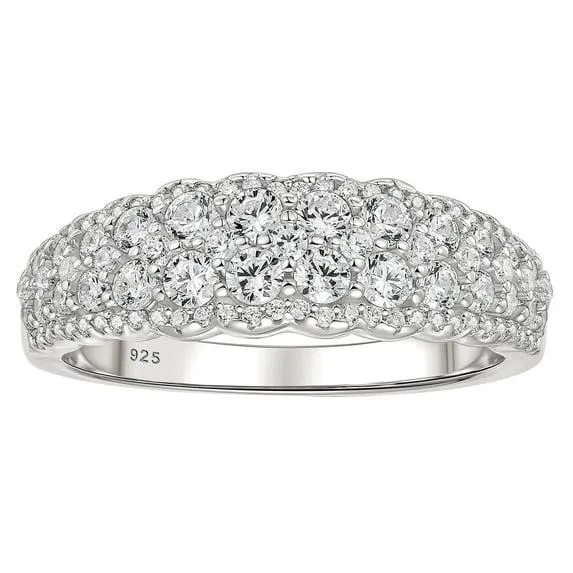 Wuziwen Infinity Wedding Bands for Women Curved Eternity Rings for Her Promise Ring 925 Sterling Silver CZ Size 7