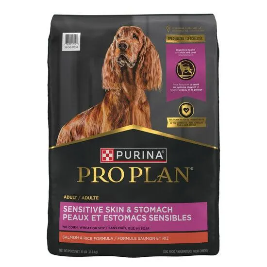 Nourriture sèche formule spécialisée peaux et estomacs sensibles au saumon et riz pour chiens, 13,6 kg