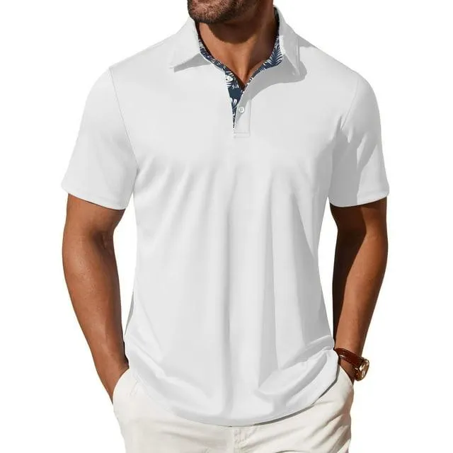 Thrilos Polo Shirts for Men Short Sleeve Dry Fit Shirts Printed Collar Casual Golf Polo Shirts