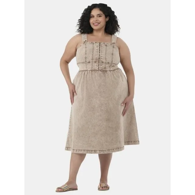 Terra & Sky Women's Plus Denim Corset Midi Dress, Sizes 0X-5X