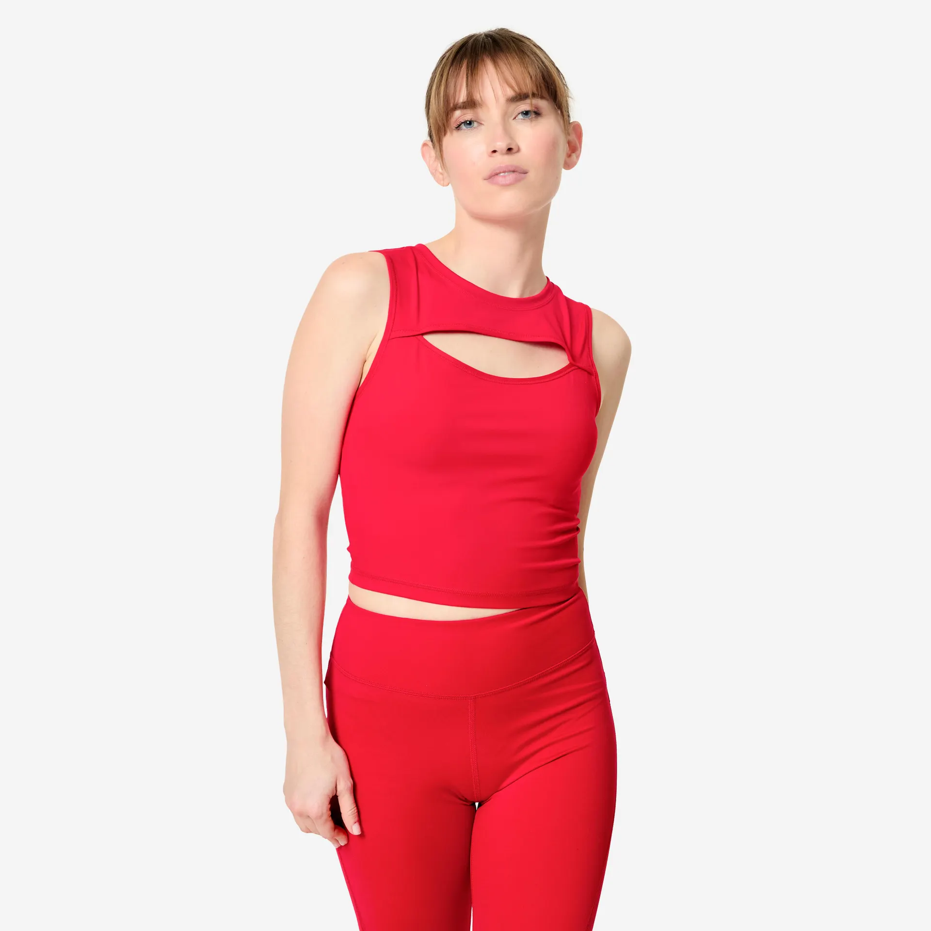 Camisole courte de sport avec ouverture à la poitrine femme