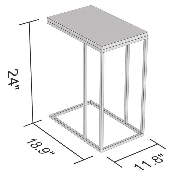 Table d'appoint en forme de C rectangulaire moderne contemporaine, verre et armature en métal, verre/noir