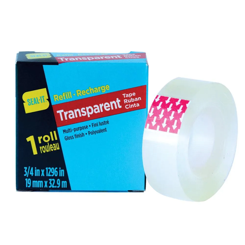 Seal-It - Rouleau de recharge de ruban adhésif transparent - 3/4 po x 1296 po