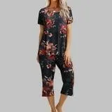 Xdegoge Annuler Commande Ensembles pour Femmes 2 Pcs Pyjamas Confortables Doux Ensembles de Détente Chemise de Nuit Pantalons Capri Pjs Vêtements de Détente Tenues Assorties Vêtements de Nuit Ma Commande Histoire en Ligne