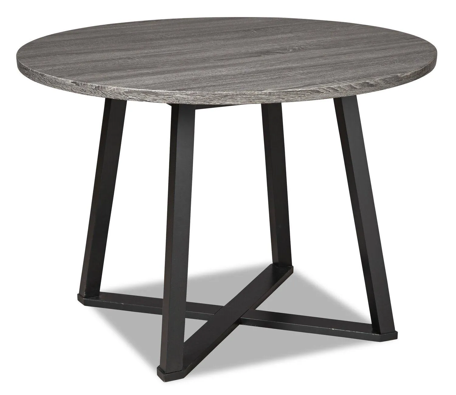 Table de salle à manger ronde Cole de 42 po (L) en métal et mélamine avec base géométrique - grise