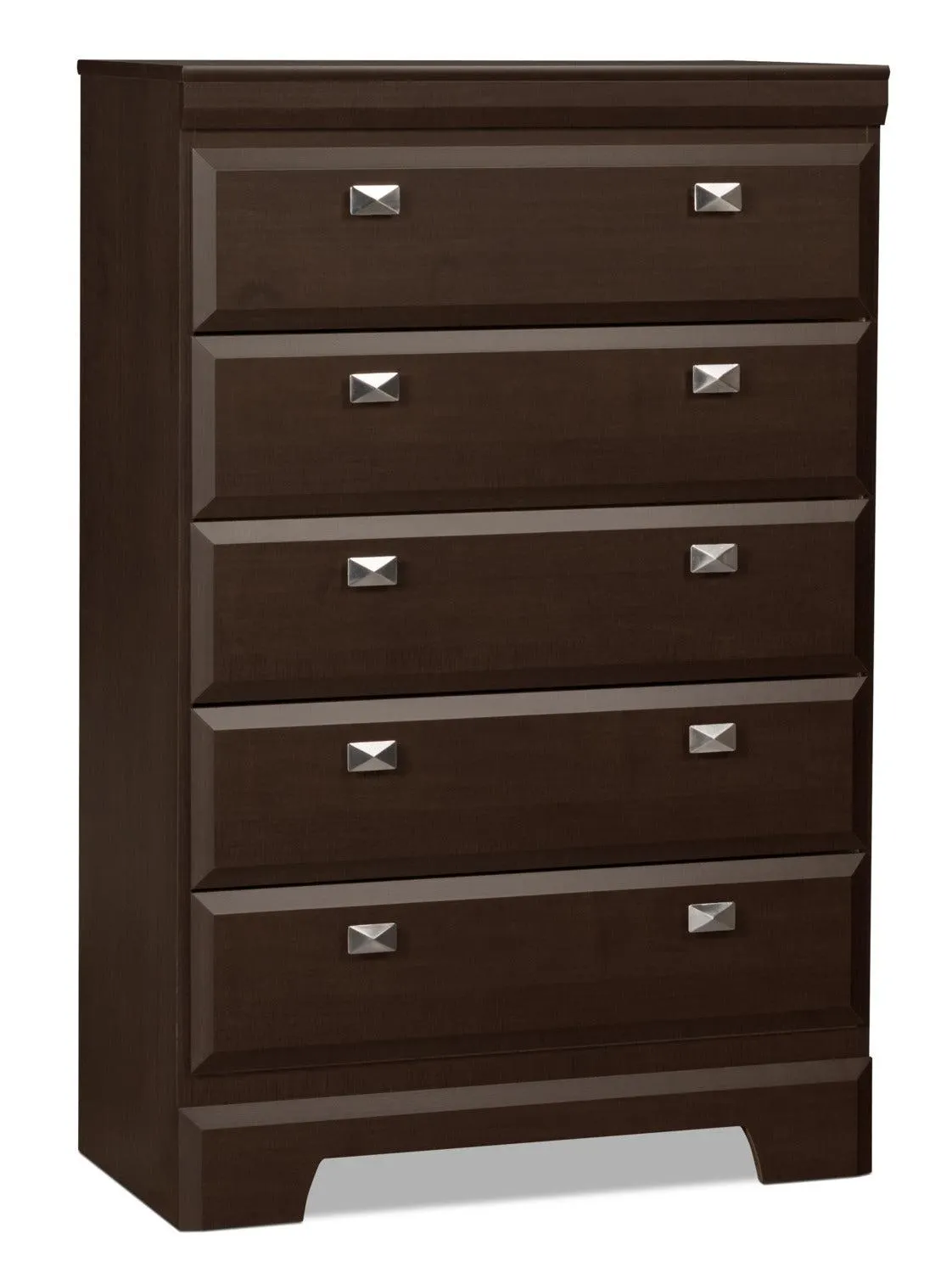 Commode verticale Yorkdale de 31,1 po (L) x 47,4 po (H) à 5 tiroirs pour la chambre à coucher, fabriquée au Canada - brune