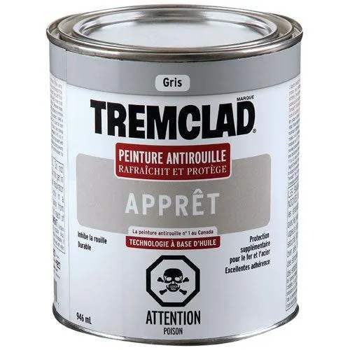 Apprêt antirouille à l'huile Tremclad gris 946 ml