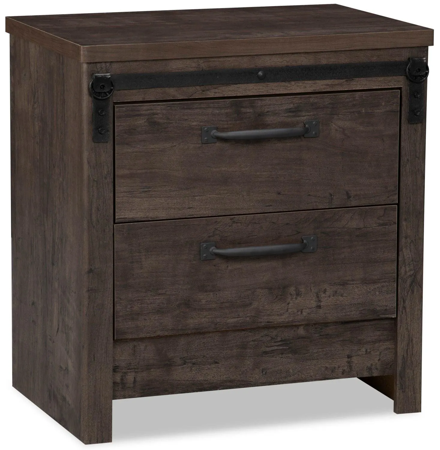 Table de nuit rustique Grayson de 23,8 po (L) x 24,8 po (H) à 2 tiroirs, fabriquée au Canada - gris foncé