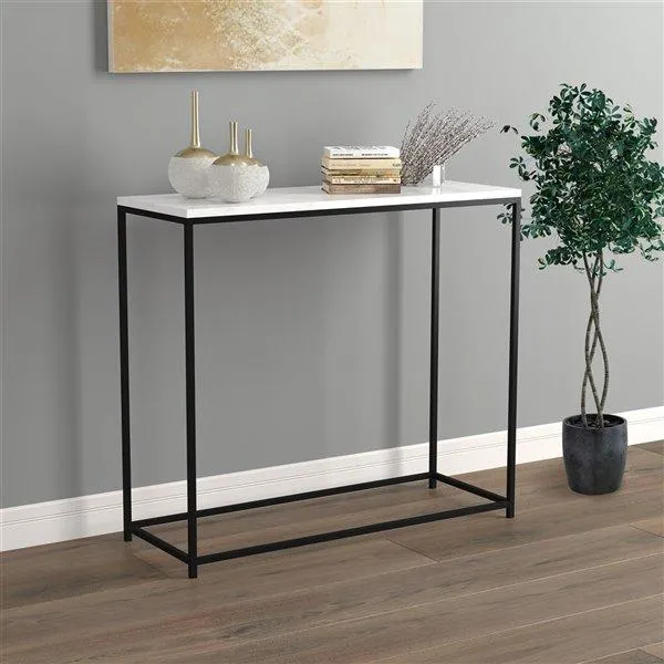 Table console Safdie & Co., 31 po, noir/marbre blanc finition aspect marbre