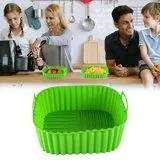 Doublures en Silicone Carrées 8.26 Pouces pour Grande Friteuse Antiadhésives Réutilisables en Silicone de Qualité Alimentaire Plateau de Cuisson Panier Bol Four Accessoires de Friteuse Tapis Bol Accessoires de Friteuse