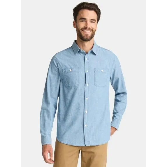George Men's Chambray Shirt, Sizes S-3XL