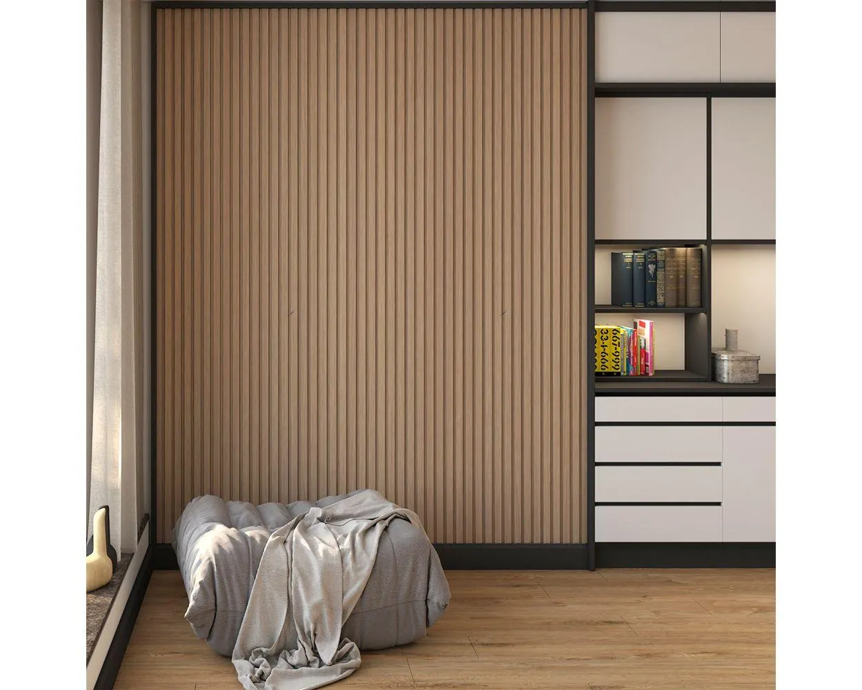 Panneau mural cannelé fini chêne - 11,65 p.c., Signature Salda