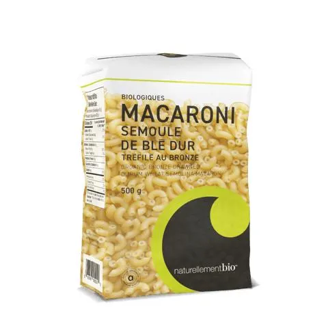 Pâtes biologiques - Macaroni à la semoule de blé dur tréfilés au bronze