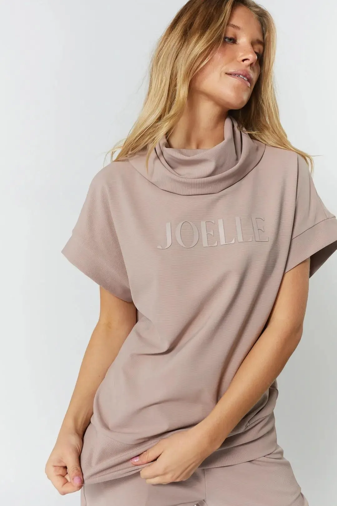 Chandail détente beige rosé ample à col | Niya