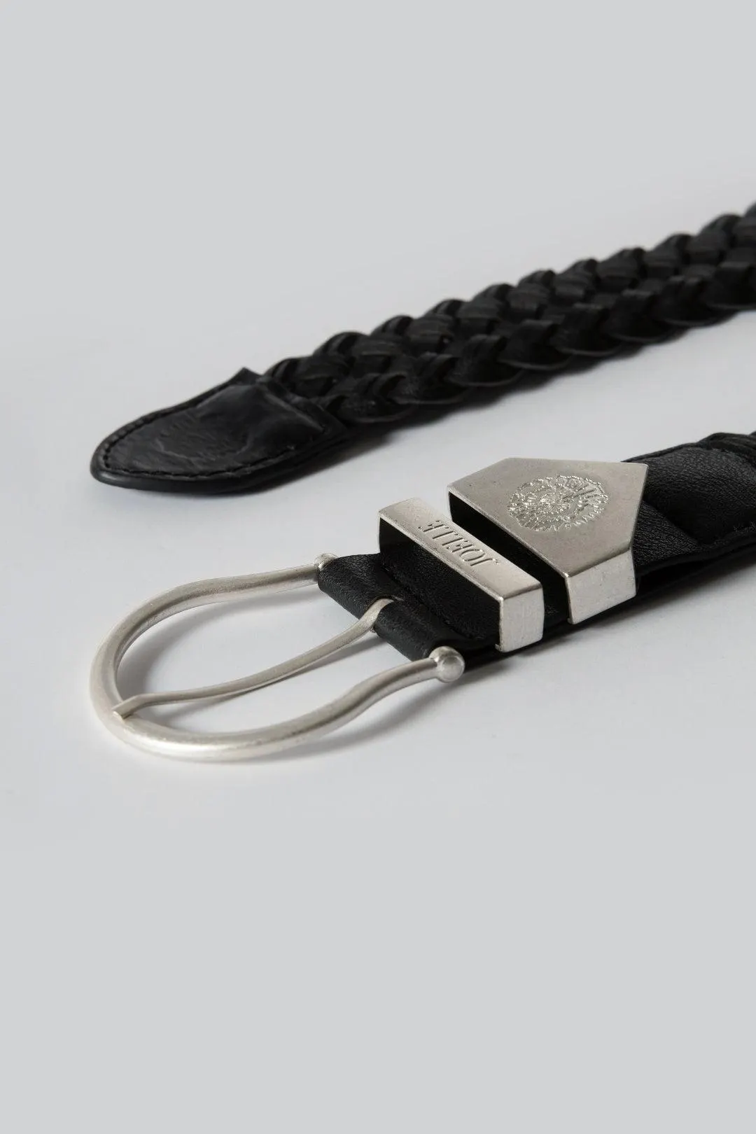 Ceinture noire tressée détails argent brossé | Bassett
