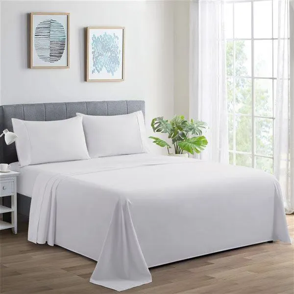 Ensemble de draps 3 pièces pour lit 1 place très long Marina Decoration coton/polyester 600 fils turquoise uni