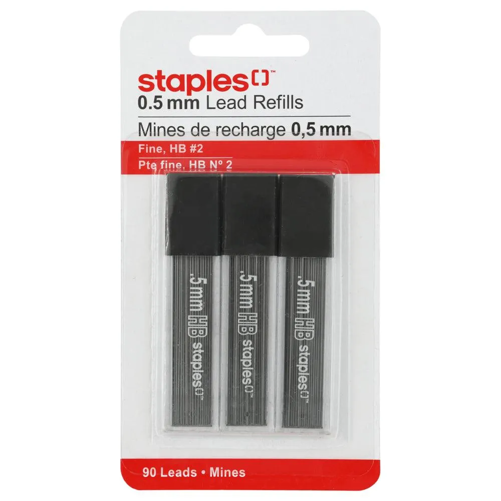 Staples - Mines de rechange pour portemine - 0,5 mm - HB - Paquet de 90