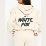 White Fox Liquidation Chandails à Capuchon pour Hommes Femmes Adolescentes Manches Longues Lettre Preppy Chandails à Capuchon Graphiques Décontractés Chandail à Cordon Mignon Chandail à Capuchon Surdimensionné