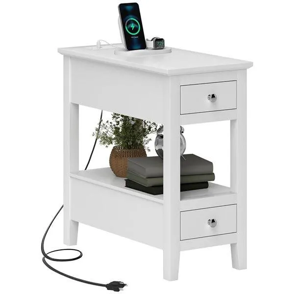 Table d'appoint HOMCOM avec station de charge, ports USB et rangement