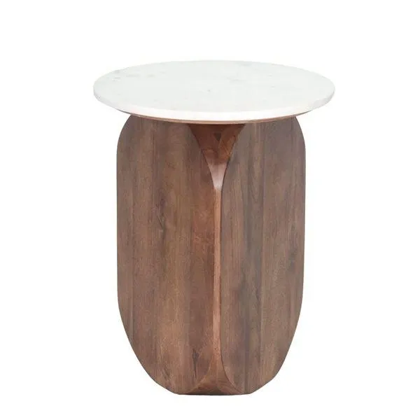 Table d'appoint Sasha Brassex 17 p. x 22 h. x 17 po l. en blanc et noyer