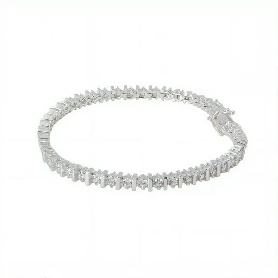 Believe by Brilliance Women's Fine Silver Plated Cubic Zirconia Tennis Bracelet, 7.25"