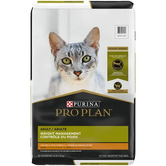 Nourriture sèche formule spécialisée contrôle du poids au poulet et riz pour chats, 7,26 kg