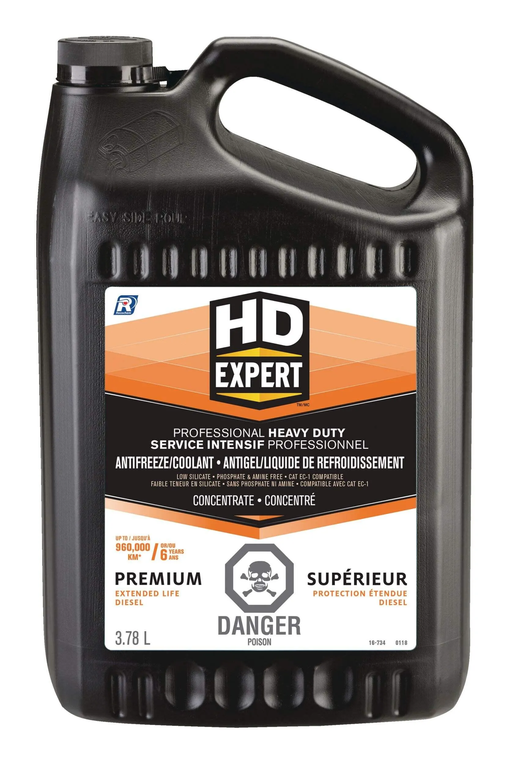 Liquide de refroidissement concentré Recochem HD Expert Premium, pour diesel de service intense, 3,78 L