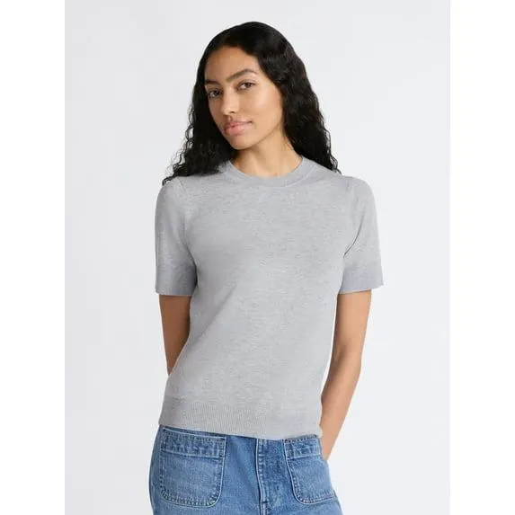Free Assembly Women's and Women's Plus Cozy Yarn Shrunken Sweater Tee with Short Sleeves, Lightweight, Sizes XS-4X