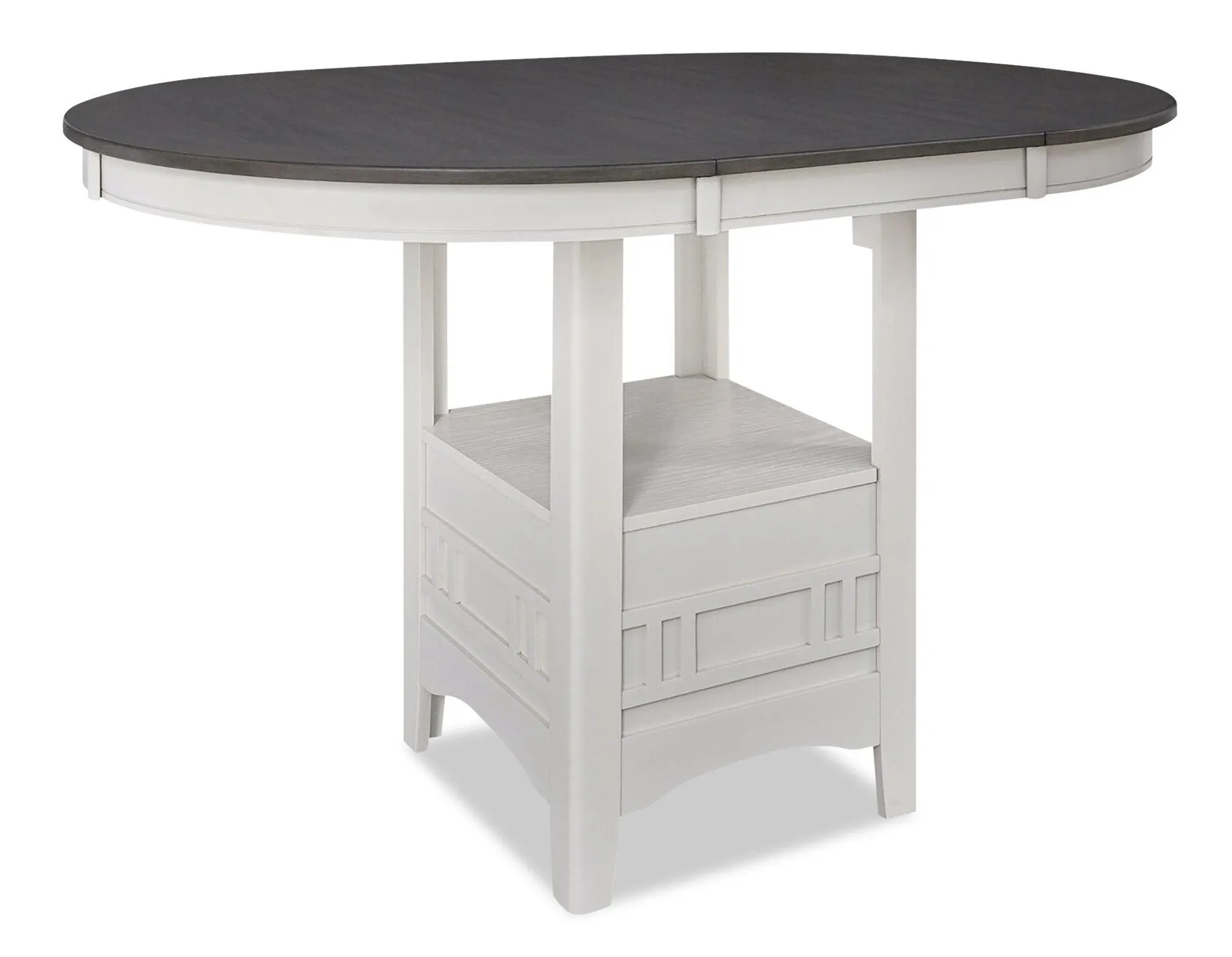 Table de salle à manger ronde Dena de 42 po à 60 po (L) de hauteur comptoir et avec rallonge - gris tourterelle