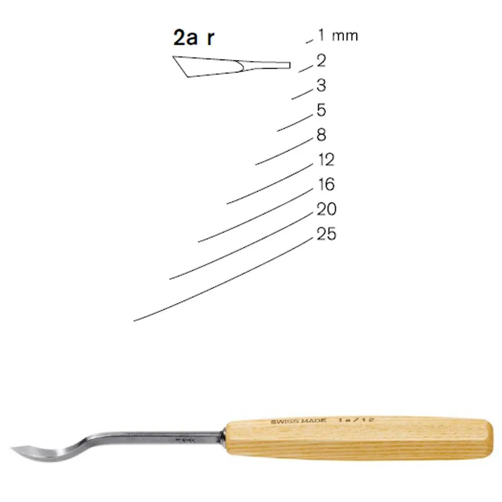 Short Bent Gouges N°2A - Right - Pfeil. Swiss made