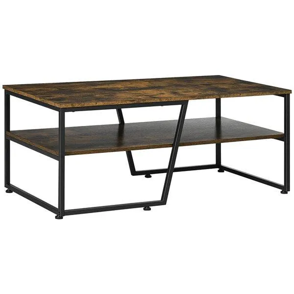 Table basse industrielle par HOMCOM 41,7 l. x 21,7 p. x 17,7 po h. panneau de particules brun rustique/métal noir