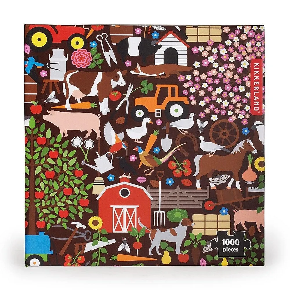 Kikkerland Studio Job Puzzle Ferme, 1000 pièces