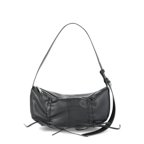 No Boundaries Women's Fashion Drawstring Hobo Bag, Black