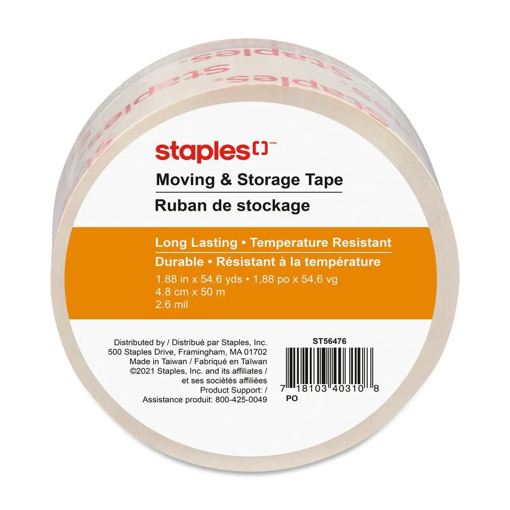 Staples - Ruban d'emballage Clear View robuste de qualité supérieure