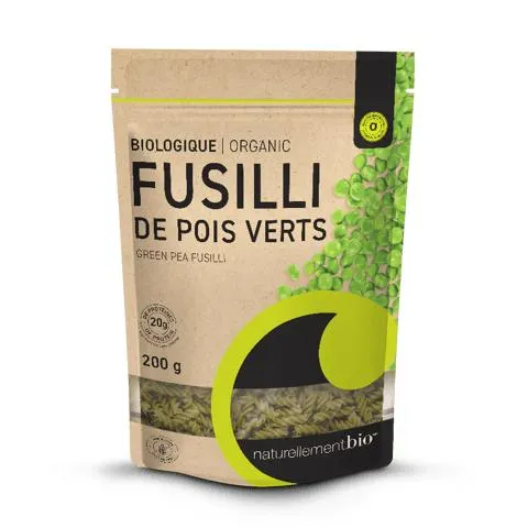 Pâtes de légumineuses - Fusilli protéinés de pois verts biologiques