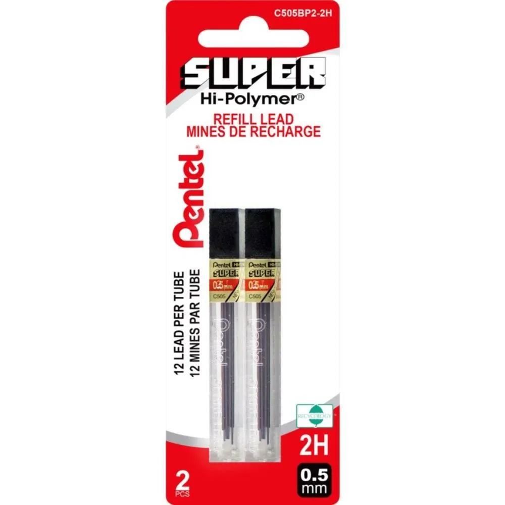 Pentel - Recharges pour portemines - 0,5 mm - 2H - Paquet de 24