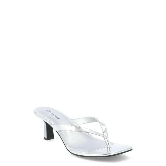 No Boundaries Kitten Heel Thong Sandals, Women’s