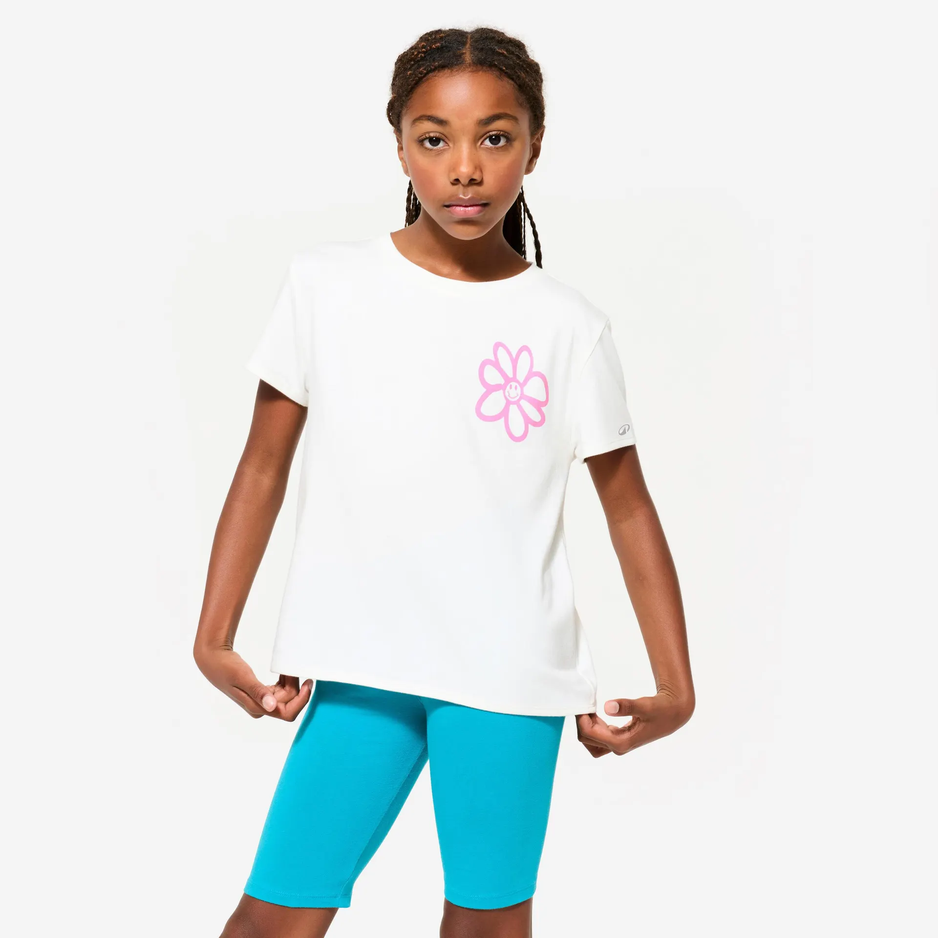 T-shirt de sport en coton fille avec imprimé – 500