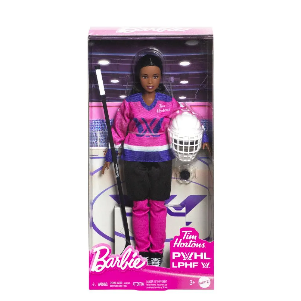 Mattel - Poupée de hockey Barbie Tim Hortons PWHL - Noire