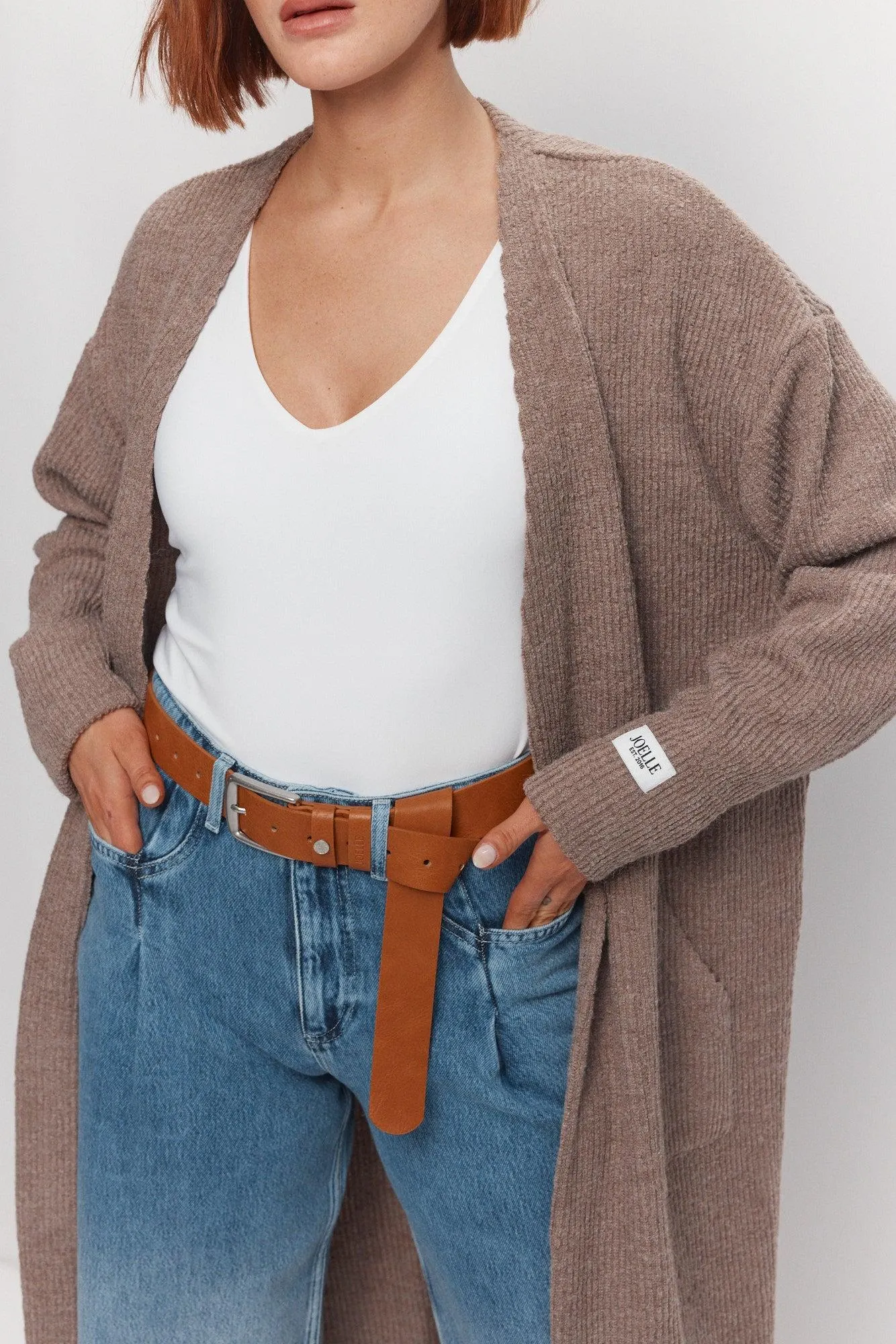 Ceinture tan boucle argent | Adrien