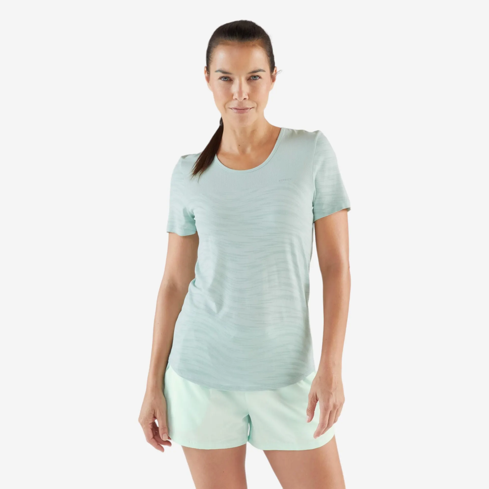 T-shirt de course et en sentir sans couture femme - Run 500 Confort vert