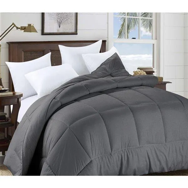 Couette en polyester avec rembourrage en polyester gris uni, grand lit, par Swift Home