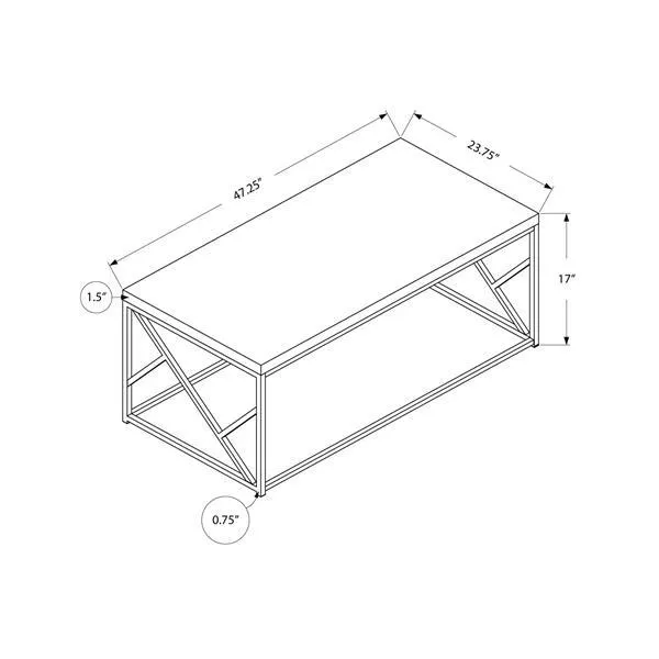 Table basse rectangulaire, 47 po, gris/chrome