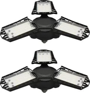 2 pk LED 6,000 Lumen Black 3-Panel Garage Lights