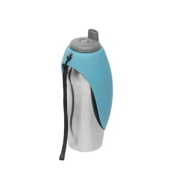 Gourde de voyage en acier inoxydable avec bol rabattable en silicone