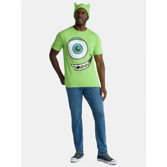 Mike Wazowski, Men's & Big Men's Graphic Halloween Cosplay T-Shirt and Matching Character Beanie, Sizes XS-3XL